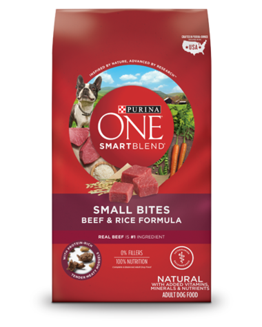 PURINA ONE SmartBlend Small Bites Beef and Rice Dry Dog Food 14.1kg