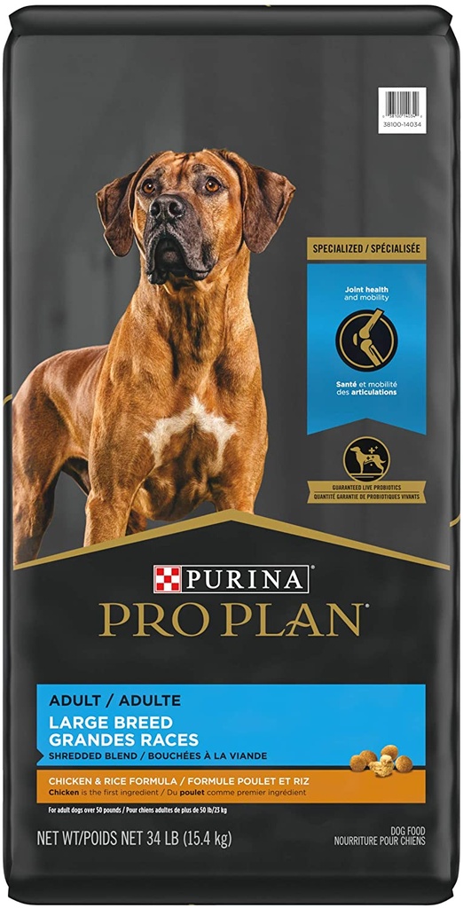 PURINA Pro Plan Adult Large Breed Shredded Blend Chicken &amp; Rice Formula 15.4kg