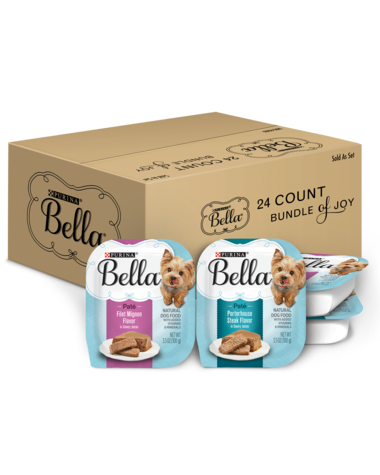 PURINA Bella Lamb &amp; Beef with Vegetables Pate Grain-Free Small Breed Variety Pack Wet Dog Food 2.4kg