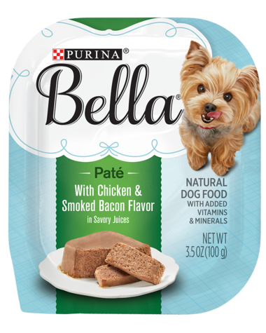 PURINA Bella Chicken &amp; Smoked Bacon Flavors Small Breed Case of 12 Wet Dog Food 100g