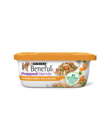 PURINA Beneful Chopped Blends With Chicken, Carrots, Peas &amp; Wild Rice Case of 8 Wet Dog Food 283g