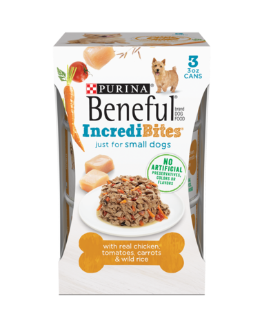 PURINA Beneful IncrediBites with Chicken, Tomatoes, Carrots, and Wild Rice 3 Can Small Wet Dog Food 255g