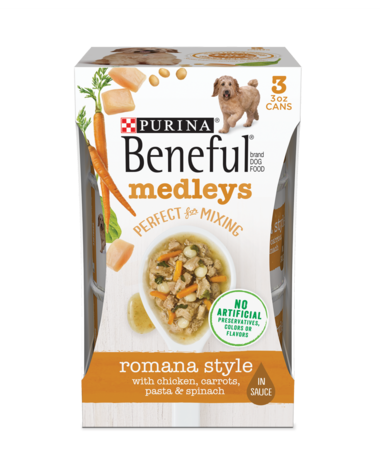 PURINA Purina Beneful Medleys Romana Style Pack of 3 Canned Dog Food 255g