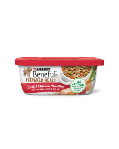 PURINA Beneful Prepared Meals Beef &amp; Chicken Medley with Green Beans, Carrots &amp; Wild Rice Wet Dog Food 283g