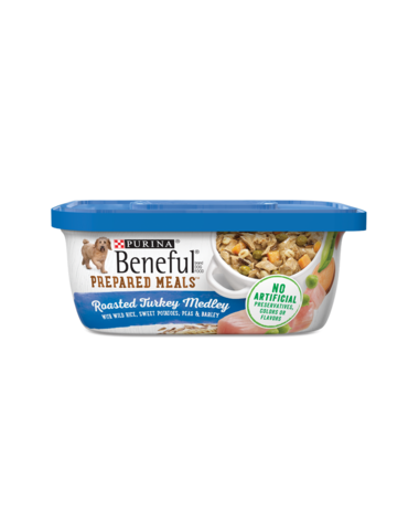 PURINA Beneful Prepared Meals Roasted Turkey Medley with Wild Rice, Peas &amp; Barley Case of 8 Wet Dog Food 283g