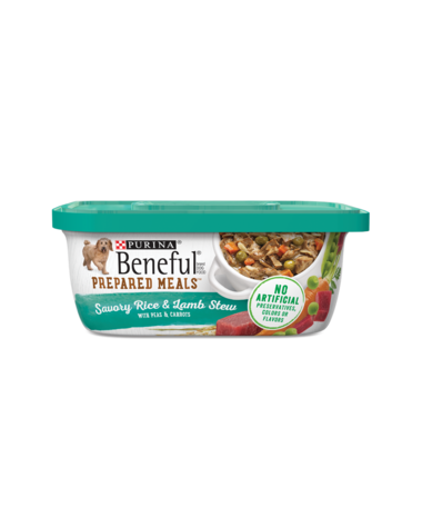 PURINA Beneful Prepared Meals Savory Rice &amp; Lamb Stew with Peas &amp; Carrots Case of 8 Wet Dog Food 283g