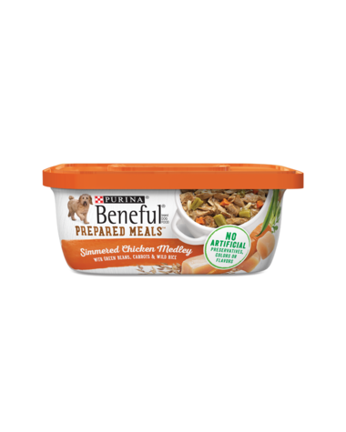 PURINA Beneful Prepared Meals Simmered Chicken Medley with Green Beans, Carrots &amp; Wild Rice Case of 8 Wet Dog Food 283g