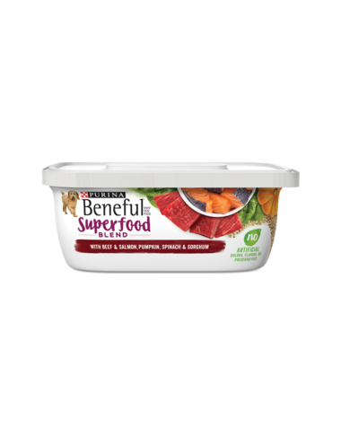 PURINA Beneful Superfood Blend with Beef and Salmon, Pumpkin, Spinach, and Sorghum Case of 8 Wet Dog Food 255g