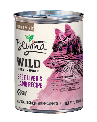 PURINA Beyond WILD High Protein Beef, Liver &amp; Lamb Recipe Natural Dog Food Plus Vitamins &amp; Minerals Case of 12 Wet Dog Food 368g