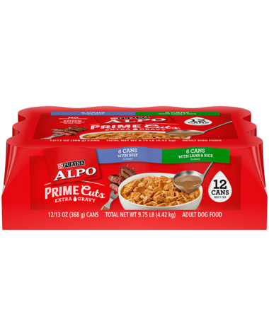 PURINA ALPO Prime Cuts Wet Dog Food 12-Count Variety Pack With Beef in Gravy and With Lamb &amp; Rice in Gravy Wet Dog Food 4.4kg