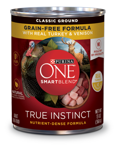 PURINA ONE SmartBlend True Instinct Classic Ground Grain-Free Formula With Real Turkey &amp; Venison Case of 12 Wet Dog Food 368g