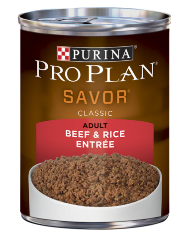 PURINA Pro Plan SAVOR Adult Beef &amp; Rice Entrée Classic Case of 12 Wet Dog Food 368g