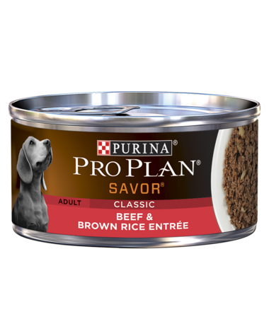 PURINA Pro Plan SAVOR Adult Beef &amp; Brown Rice Entrée Classic Case of 12 Wet Dog Food 368g