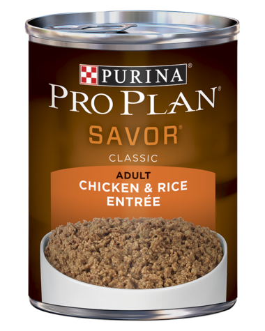 PURINA Pro Plan SAVOR Adult Chicken &amp; Rice Entrée Classic Case of 12 Wet Dog Food 368g