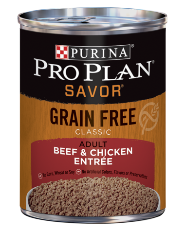 PURINA Pro Plan SAVOR Grain Free Adult Classic Beef &amp; Chicken Entrée Case of 12 Wet Dog Food 368g