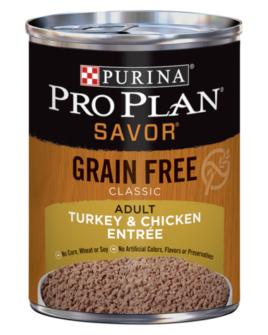 PURINA Pro Plan SAVOR Grain Free Adult Classic Turkey &amp; Chicken Entrée Case of 12 Wet Dog Food 368g