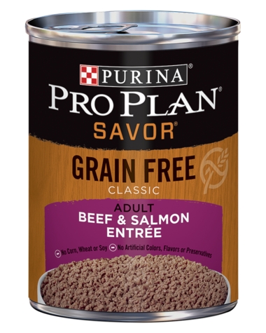 PURINA Pro Plan SAVOR Grain Free Adult Classic Beef &amp; Salmon Entrée Case of 12 Wet Dog Food 368g