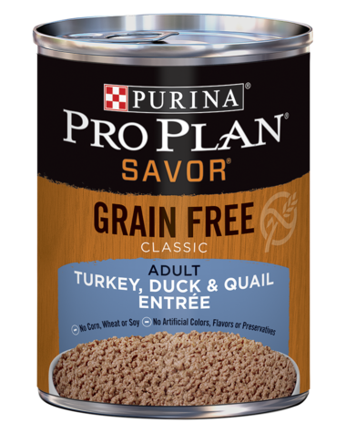 PURINA Pro Plan SAVOR Grain Free Adult Classic Turkey, Duck &amp; Quail Entrée Case of 12 Wet Dog Food 368g