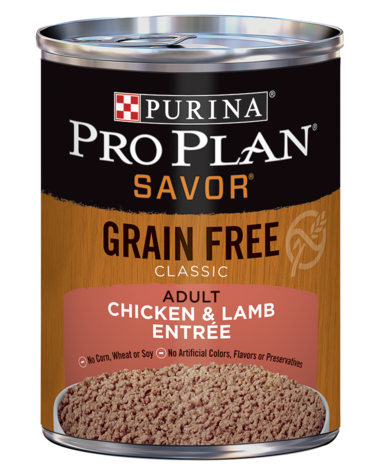 PURINA Pro Plan SAVOR Grain Free Adult Classic Chicken &amp; Lamb Entrée Case of 12 Wet Dog Food 368g