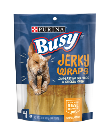 PURINA Busy Bone Jerky Wraps 4PK Small/Medium Dog Treats 221g