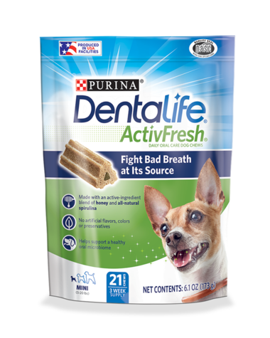 PURINA DentaLife ActivFresh 21 Chews Mini Dental Supplements for Small Dogs Treats 173g