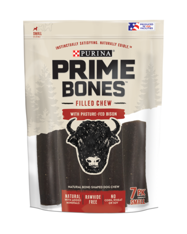 PURINA Prime Bones Rawhide-Free Small Dog Filled Chew With Pasture-Fed Bison 14 Count Pouch Dog Treats 658g