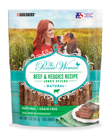 PURINA The Pioneer Woman Beef &amp; Veggie Recipe Jerky Sticks Dog Treats 454g