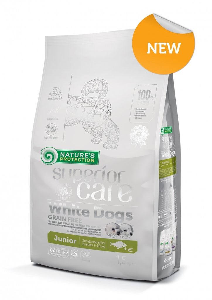 NATURES PROTECTION WHITE DOGS GRAIN FREE WHITE FISH JUNIOR SMALL AND MINI BREEDS COMPLETE DOG FOOD 10kg