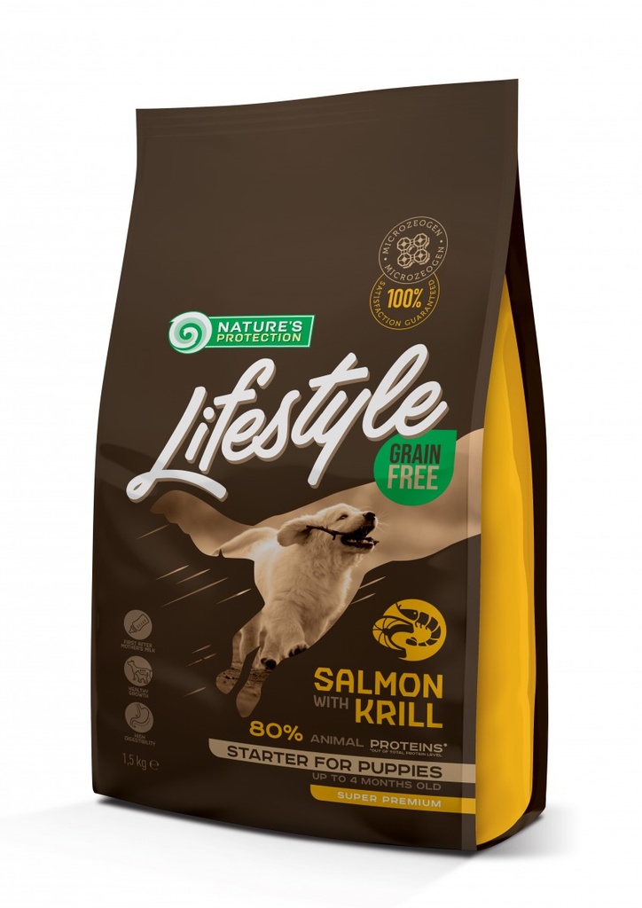 NATURES PROTECTION GRAIN FREE STARTER SALMON WITH KRILL COMPLETE GRAIN FREE DOG FOOD 1.5kg