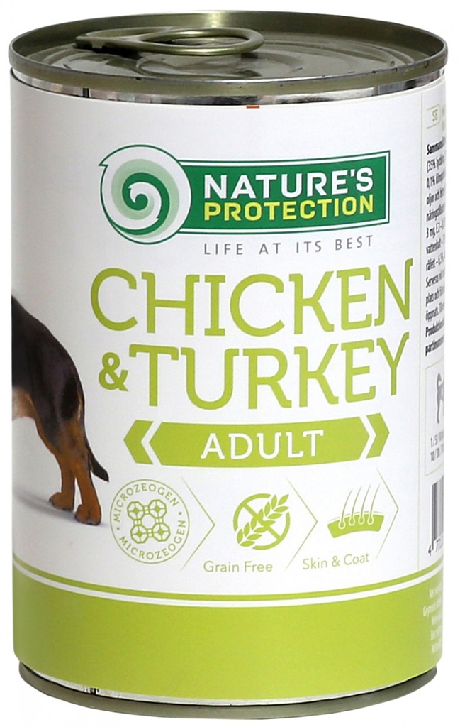 NATURES PROTECTION ADULT CHICKEN &amp; TURKEY COMPLETE ADULT CANNED DOG FOOD 400g