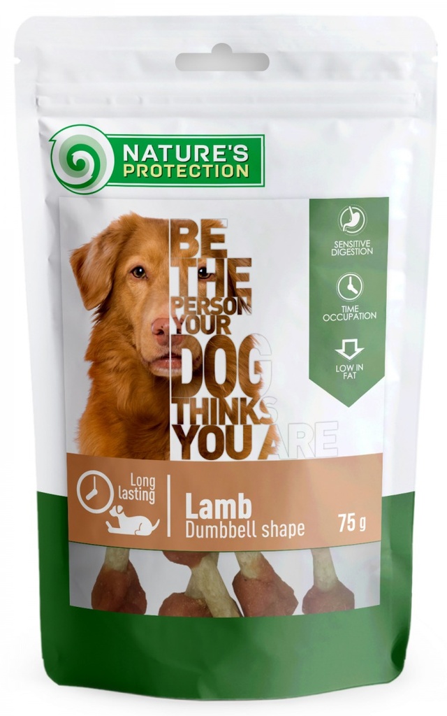 NATURES PROTECTION LAMB DUMBBEL SHAPE DOG SNACKS 75g