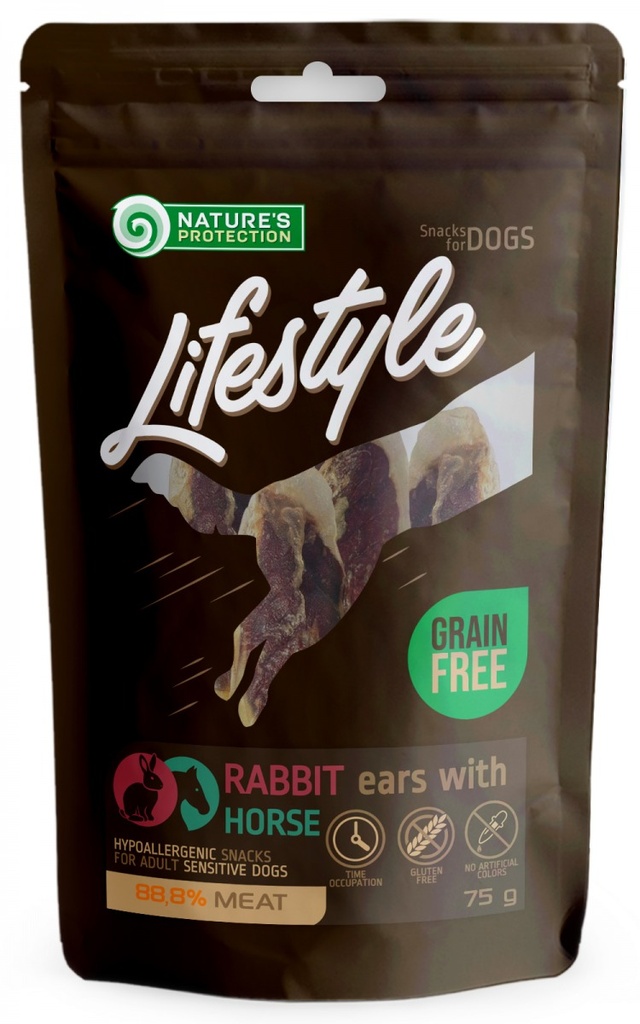 NATURES PROTECTION LIFESTYLE RABBIT EARS WITH HORSE DOG TREATS 75g