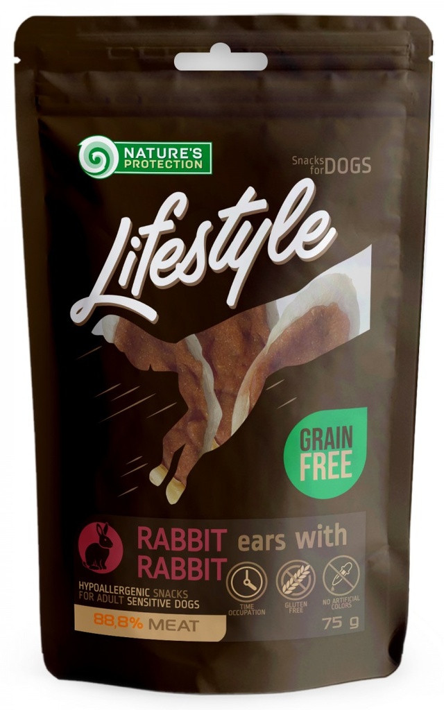 NATURES PROTECTION LIFESTYLE RABBIT EARS WITH RABBIT DOG TREATS 75g