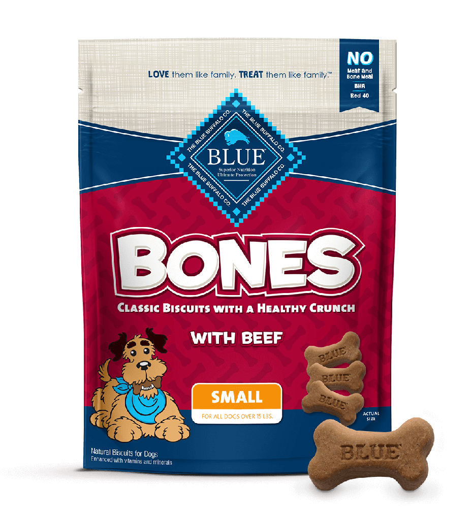 Blue Buffalo Bones Natural Crunchy Dog Treats With Beef, Small Dog Biscuits 453g