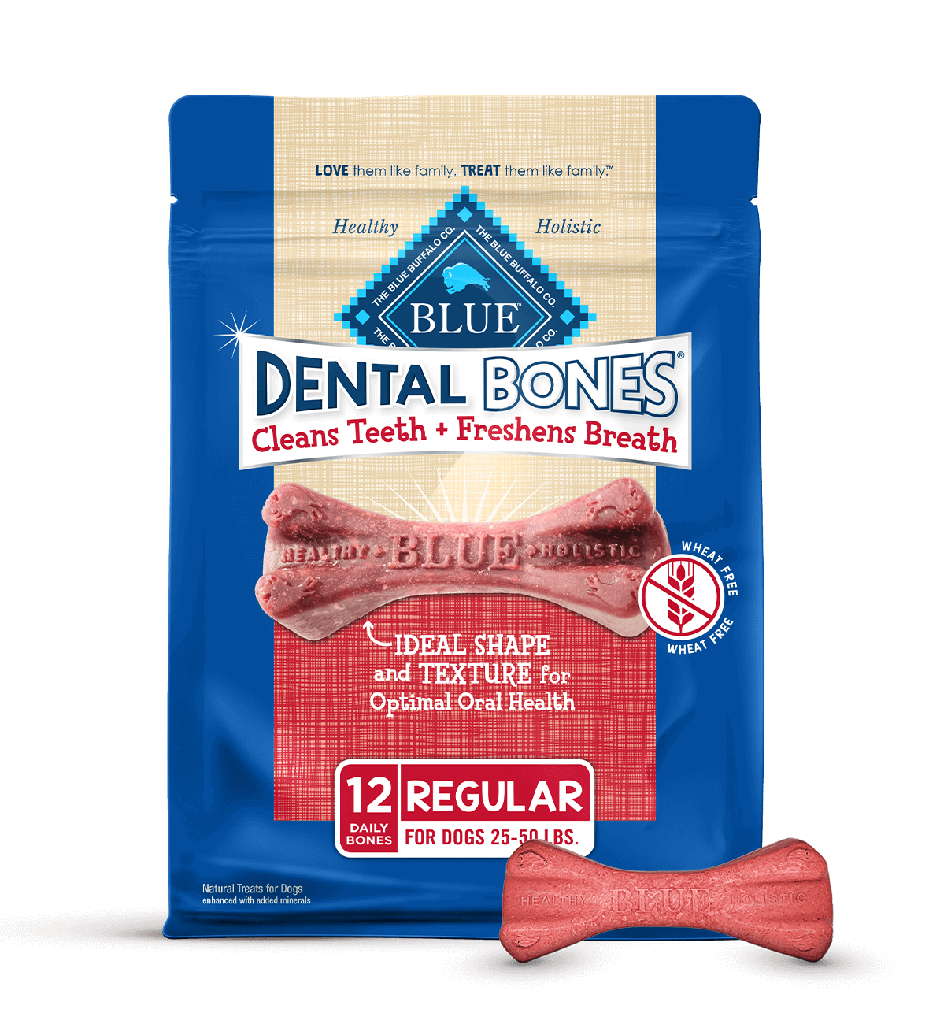 Blue Buffalo Dental Bones All Natural Rawhide-Free 12 Count Regular Dental Dog Treats 340g