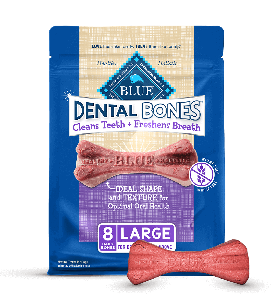 Blue Buffalo Dental Bones All Natural Rawhide-Free 8 Count Large Dental Dog Treats 340g