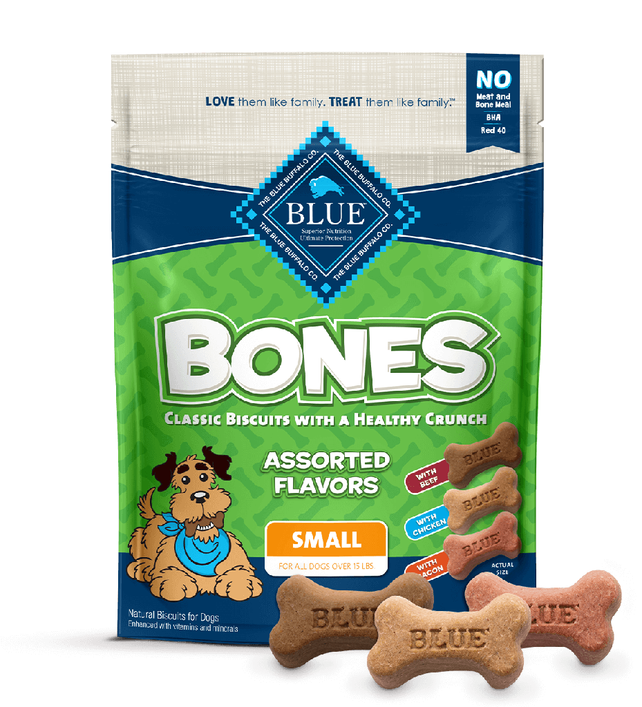 BLUE BUFFALO BLUE Bones Crunchy Dog Biscuits Small Bones with Real Meat Dog Treats 340g