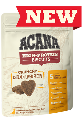 ACANA High-Protein Biscuits Crunchy Chicken Liver Recipe Medium &amp; Large Breed Dog Treats 255g