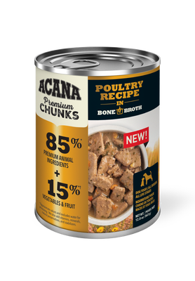 ACANA Premium Chunks, Poultry Recipe in Bone Broth Wet Dog Food 363g