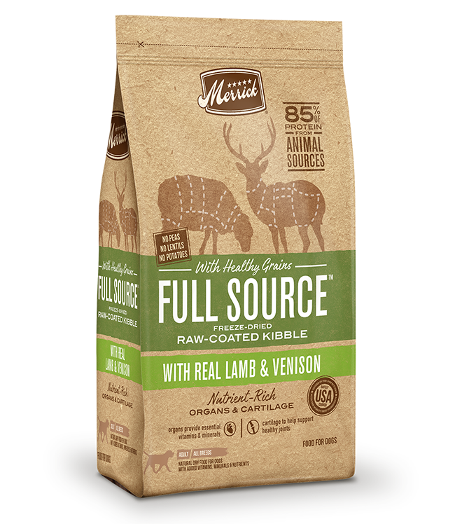 Merrick Full Source Raw-Coated Kibble Real Lamb &amp; Venison with Healthy Grains Dry Dog Food 9kg