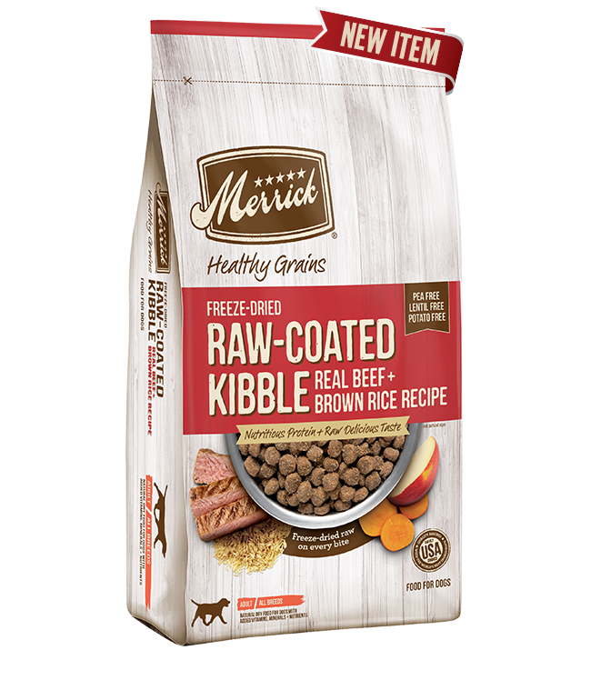 Merrick Healthy Grains Raw-Coated Kibble Real Beef + Brown Rice Recipe Freeze-Dried Dry Dog Food 10kg