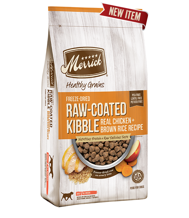 Merrick Healthy Grains Raw-Coated Kibble Real Chicken + Brown Rice Recipe Freeze-Dried Dry Dog Food 10kg