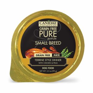 CANIDAE Grain-Free PURE Petite Pate Chicken &amp; Peas Limited Ingredient Small Breed Case of 12 Dog Food Trays 100g