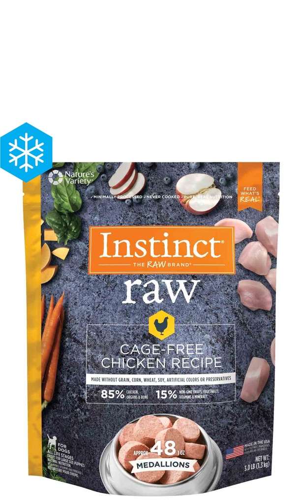 Instinct Frozen Raw Medallions Grain-Free Cage-Free Chicken Recipe Dog Food 1.4kg