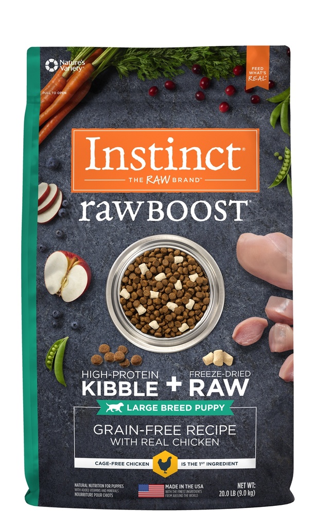 Instinct Raw Boost Large Breed Puppy Grain-Free Recipe with Real Chicken Dry Dog Food with Freeze-Dried Raw Pieces 9kg