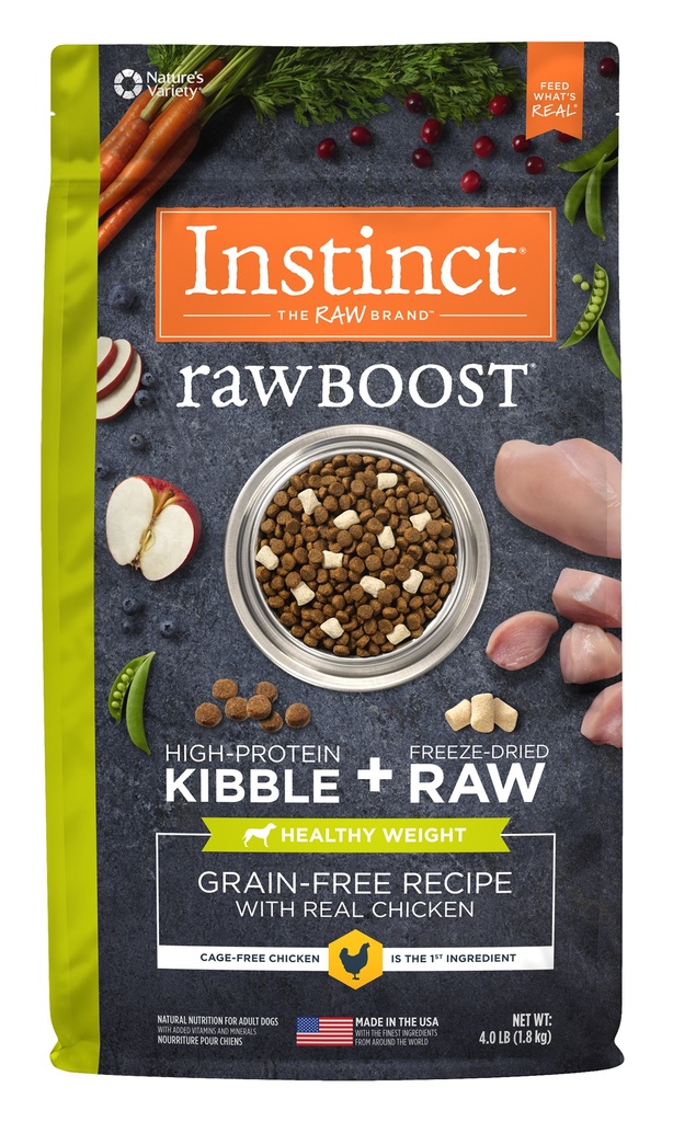 Instinct Raw Boost Healthy Weight Grain-Free Chicken Recipe Dry Cat Food with Freeze-Dried Raw Pieces 4.5kg