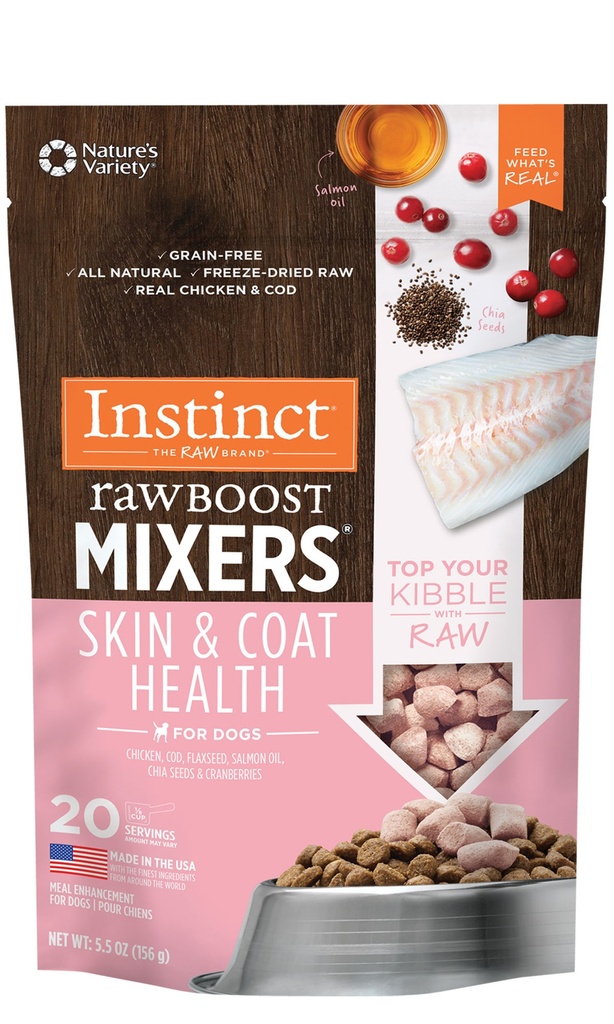 Instinct Freeze-Dried Raw Boost Mixers Grain-Free Skin &amp; Coat Health Recipe Dog Food Topper 354g
