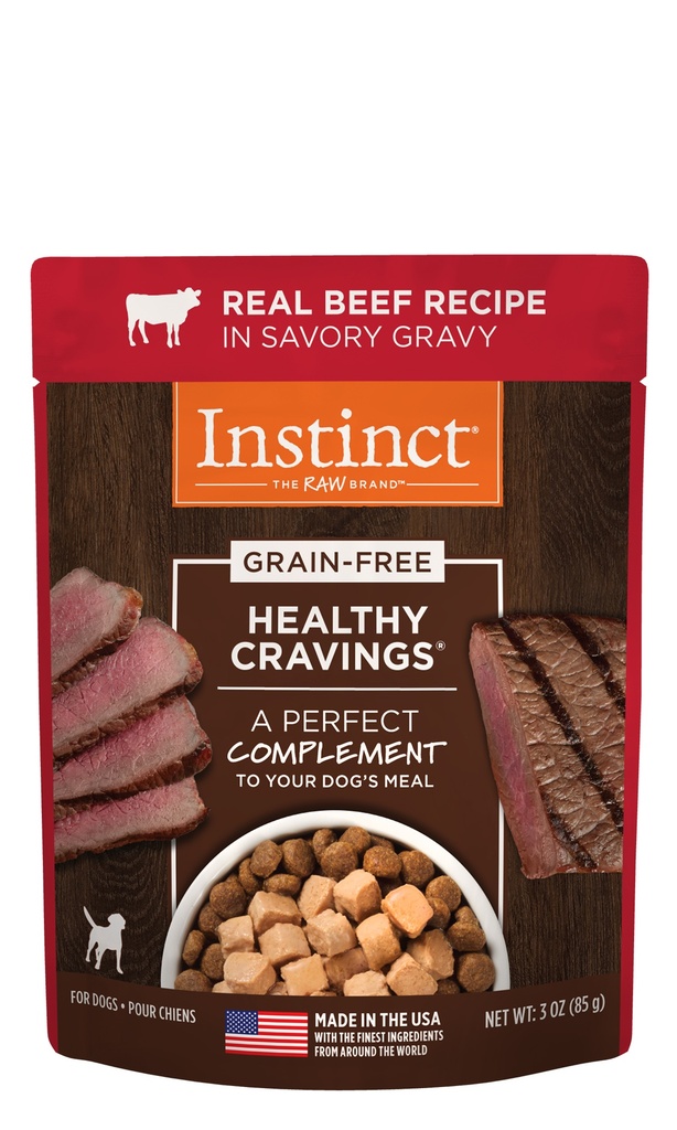 Instinct Healthy Cravings Grain-Free Cuts &amp; Gravy Real Beef Recipe in Savory Gravy Case of 24 Wet Dog Food 85g