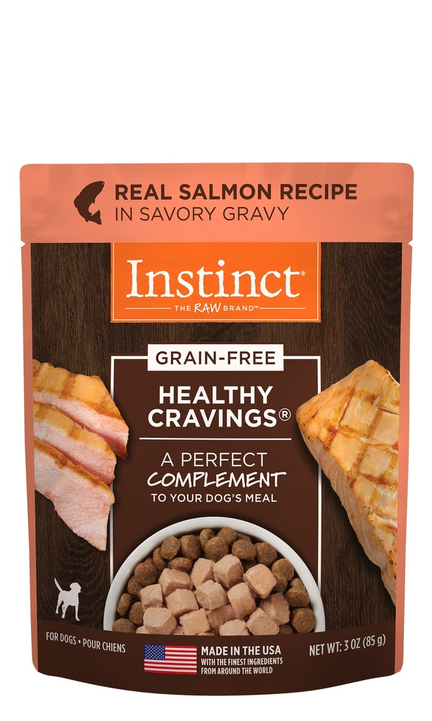 Instinct Healthy Cravings Grain-Free Cuts &amp; Gravy Real Salmon Recipe in Savory Gravy Case of 12 Wet Dog Food 85g