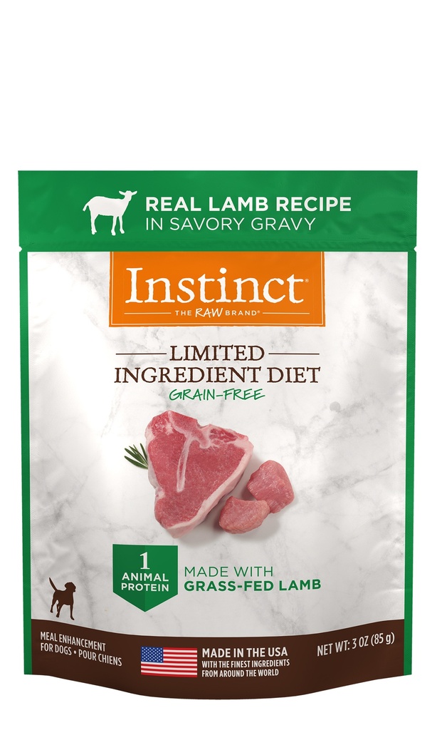 Instinct Limited Ingredient Diet Grain-Free Cuts &amp; Gravy Real Lamb Recipe in Savory Gravy Case of 24 Wet Dog Food 85g